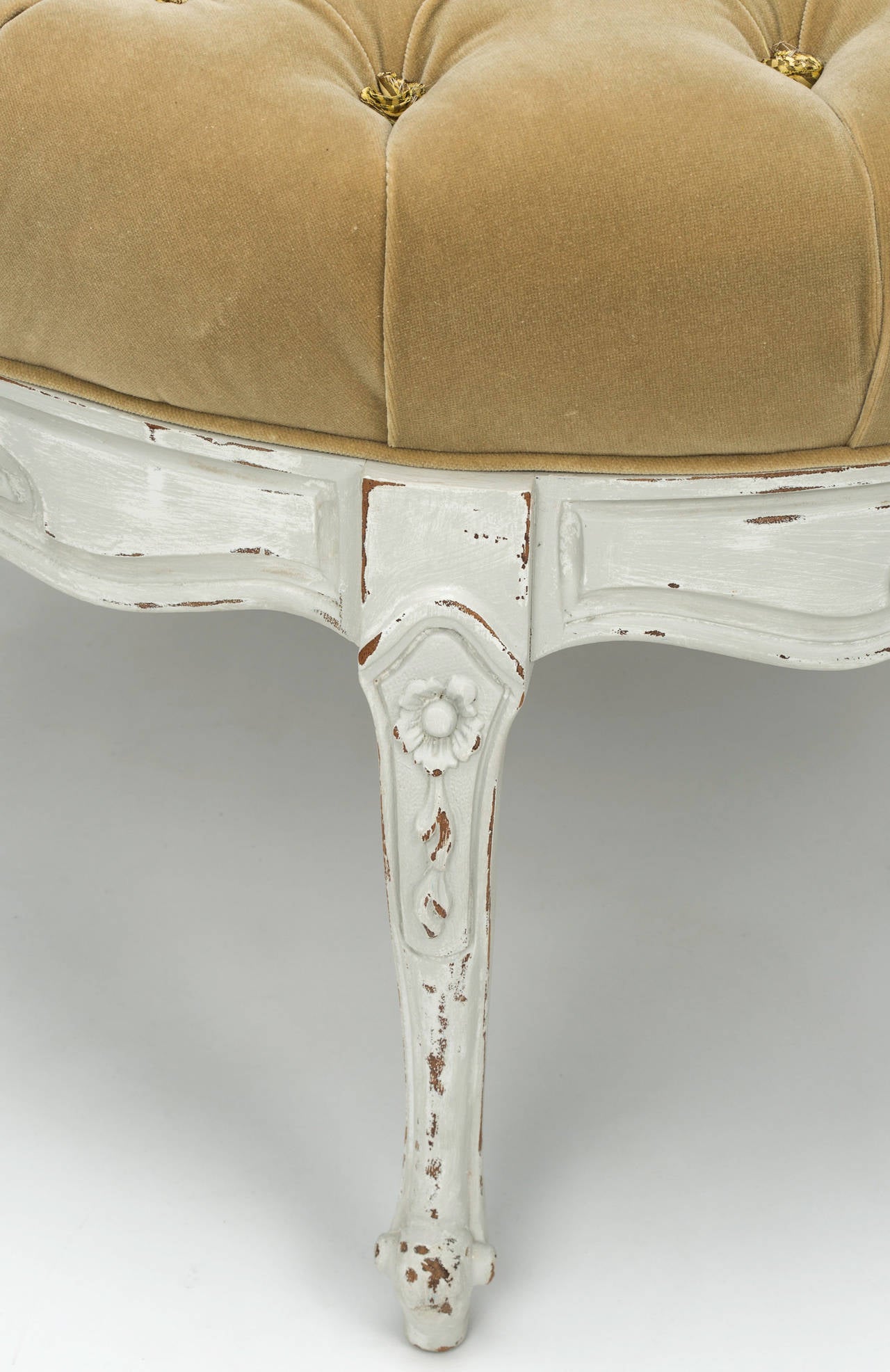 Painted  French Round Ottoman, circa 1920 1