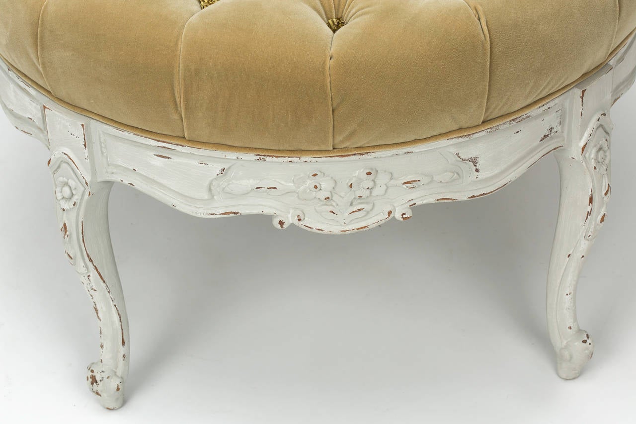 Painted  French Round Ottoman, circa 1920 3
