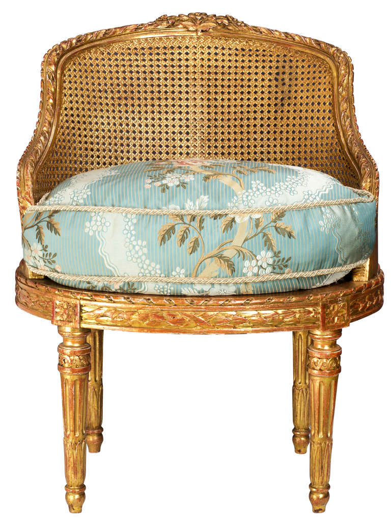 Wonderful French gilt chair, double cane seat and back with down cushion.
Great accent chair.  Excellent condition.