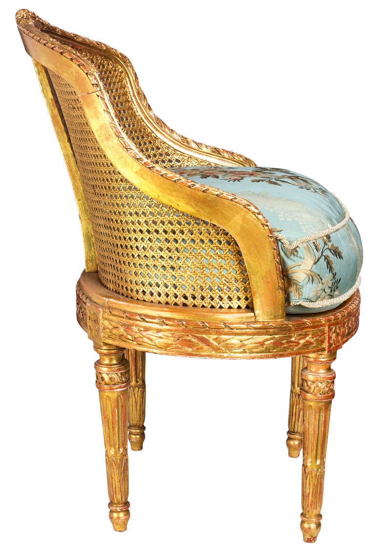 19 Century Louis XV Cane Gilt Chair In Excellent Condition In Summerland, CA