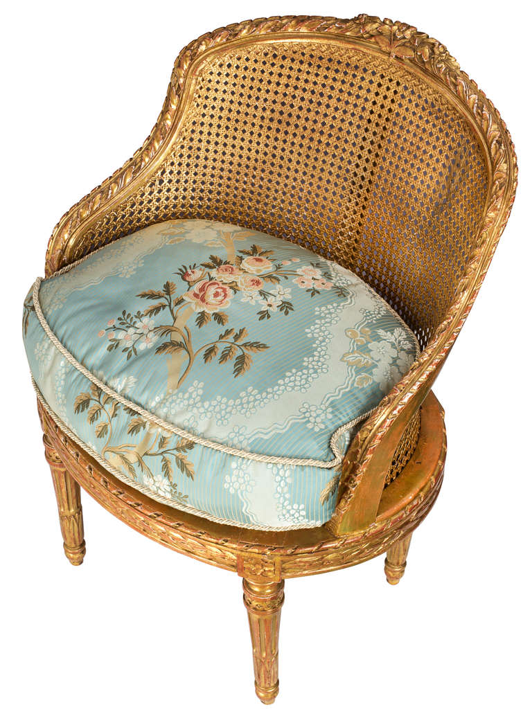 19 Century Louis XV Cane Gilt Chair 2