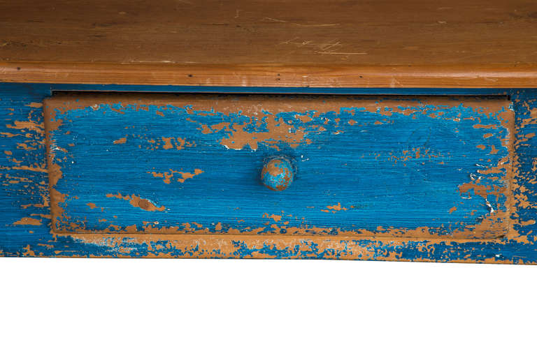 19th Century Painted Blue Pine Desk For Sale 6