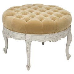 Painted  French Round Ottoman, circa 1920