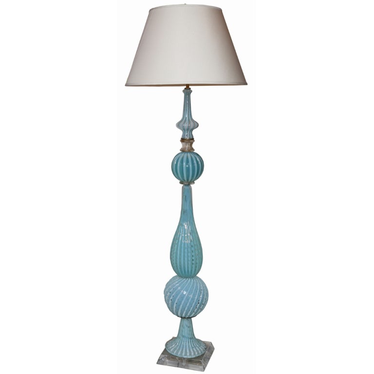 MidCentury Aqua Murano Glass Floor Lamp at 1stDibs