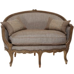 Late 1800s French Wood Frame Loveseat Settee 