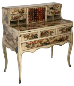 Antique Early 1900s  Chinoiserie Secretary  Desk