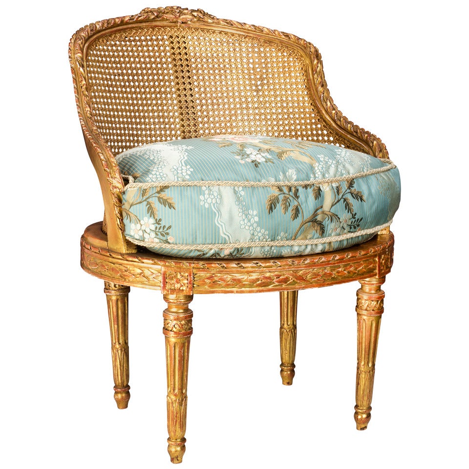19 Century Louis XV Cane Gilt Chair