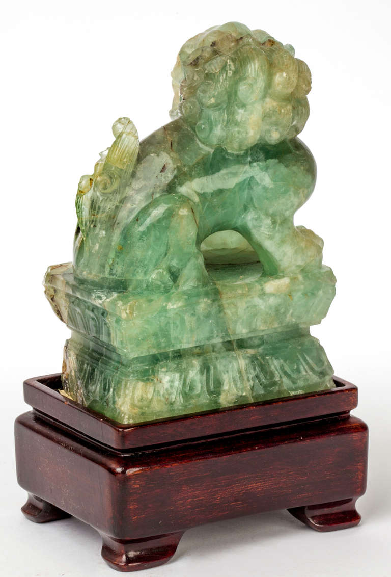 Chinese Pair Carved Fluorite  Foo Dogs/Lions