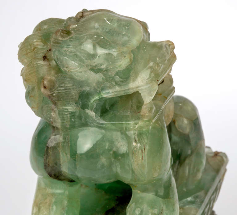 Pair Carved Fluorite  Foo Dogs/Lions 1