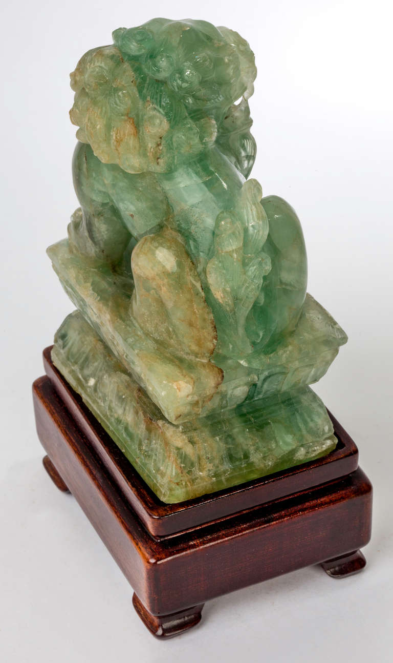 Pair Carved Fluorite  Foo Dogs/Lions 2