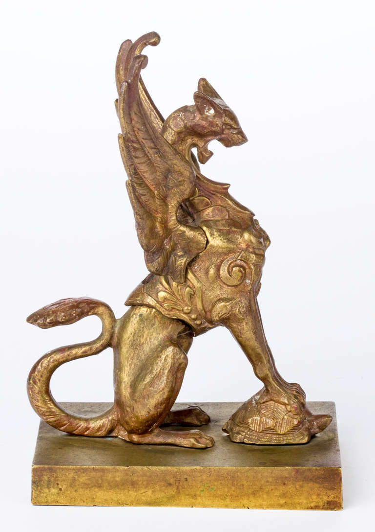 19th Century French Gilt Bronze Griffin Paperweight 1