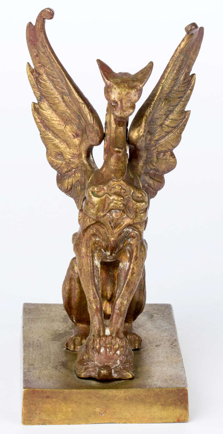 19th Century French Gilt Bronze Griffin Paperweight 6