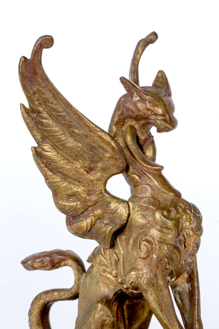 19th Century French Gilt Bronze Griffin Paperweight 2