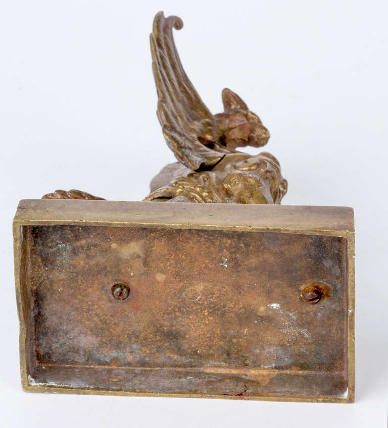 19th Century French Gilt Bronze Griffin Paperweight 7