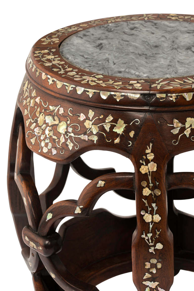Chinese Round Mother of Pearl Inlay Table Stand