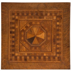 Arts & Craft Marquetry Square Pedestal Table