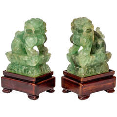 Pair Carved Fluorite  Foo Dogs/Lions