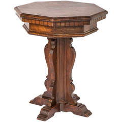 Small Octagon Walnut Pedestal Table