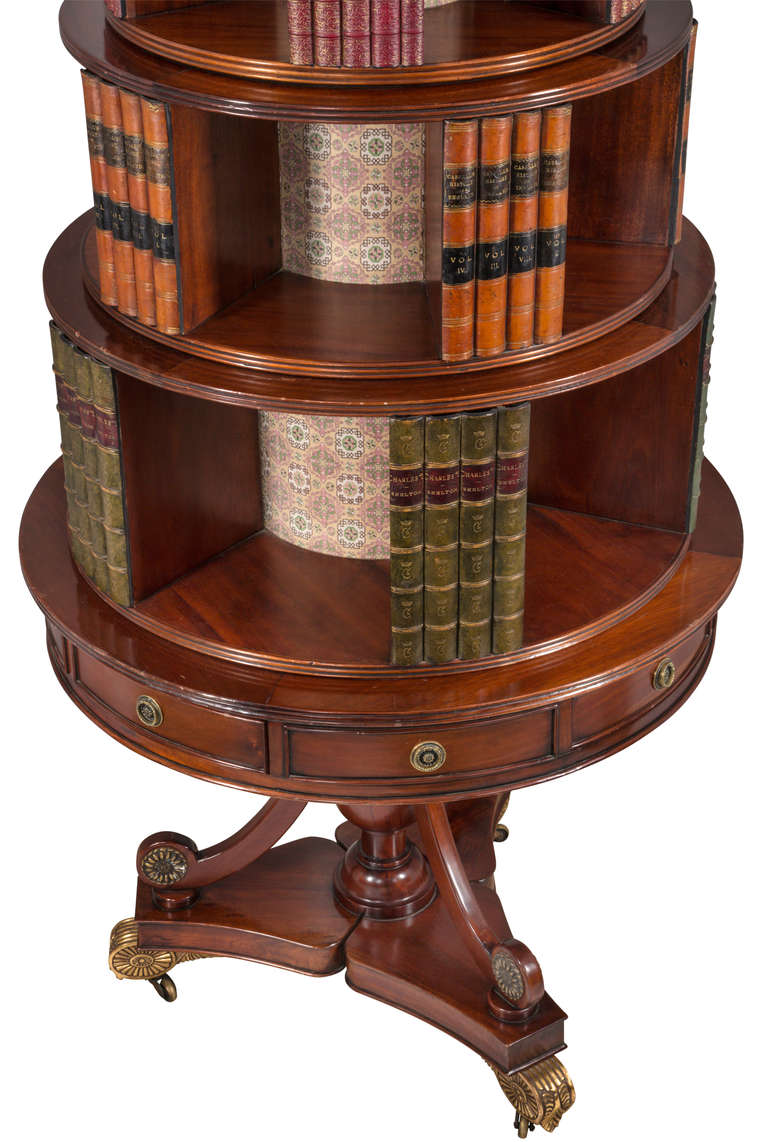 19th Century Rare circa 1880s Round English Bookcase For Sale