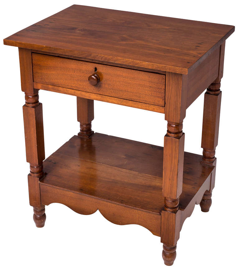 C. 1900  French Cherry Wood Night Stand Side Table In Excellent Condition In Summerland, CA