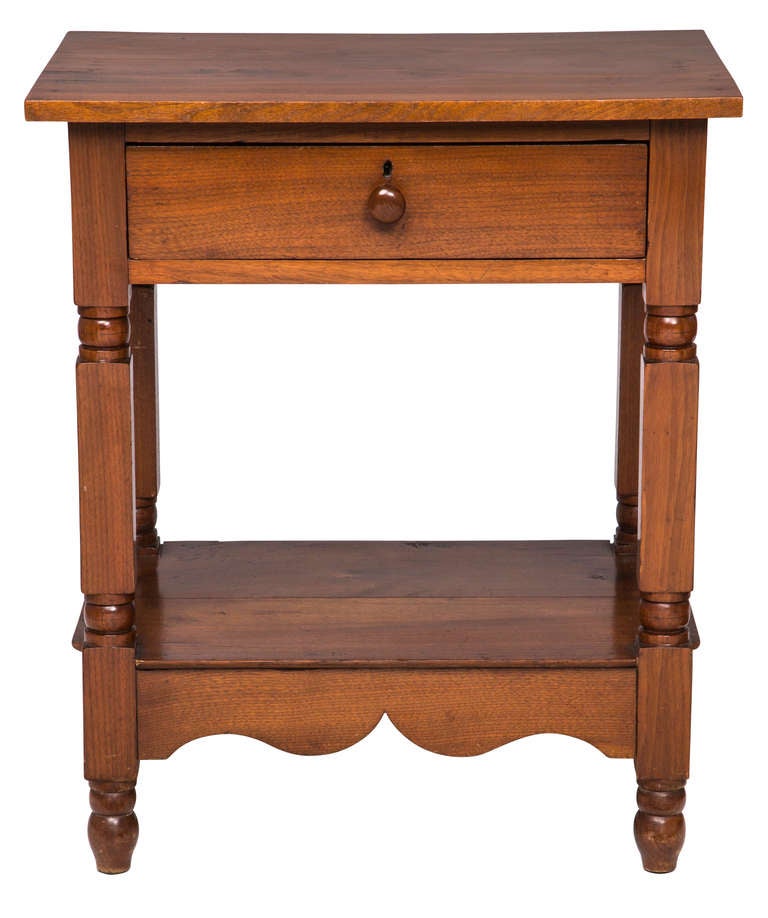 C. 1900s French Country Cherry Commode.  Nice practical size for a bedside table with one drawer with shelving below.