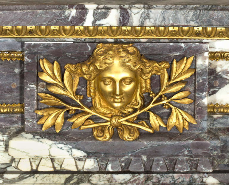 1850s French Marble and Bronze Dore Ormolu Fireplace