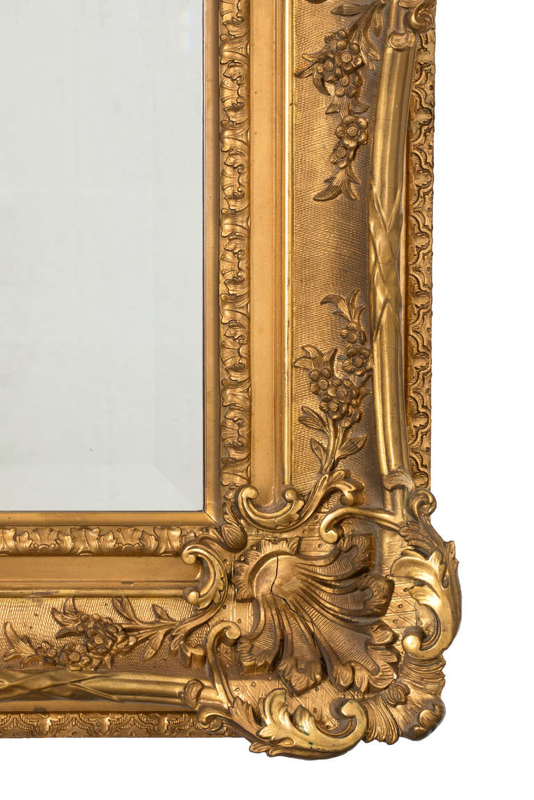 Giltwood 19th Century Fabulous French Gilt Mirror For Sale