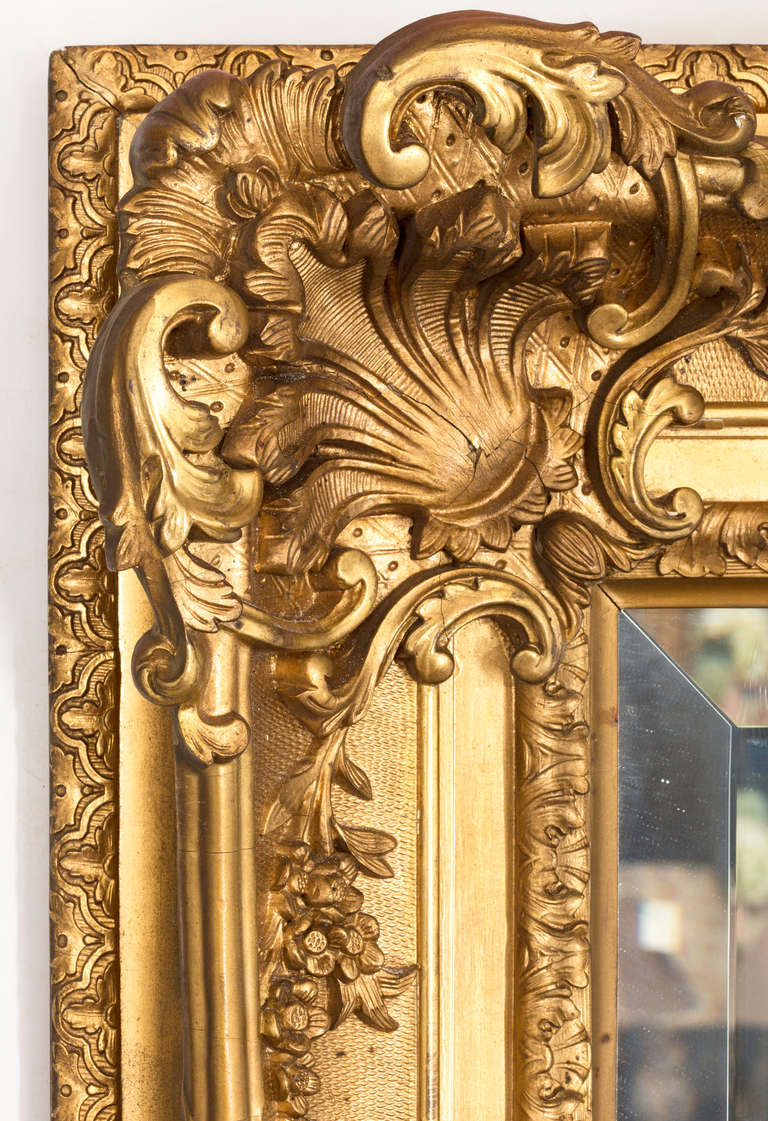 19th Century Fabulous French Gilt Mirror In Excellent Condition For Sale In Summerland, CA