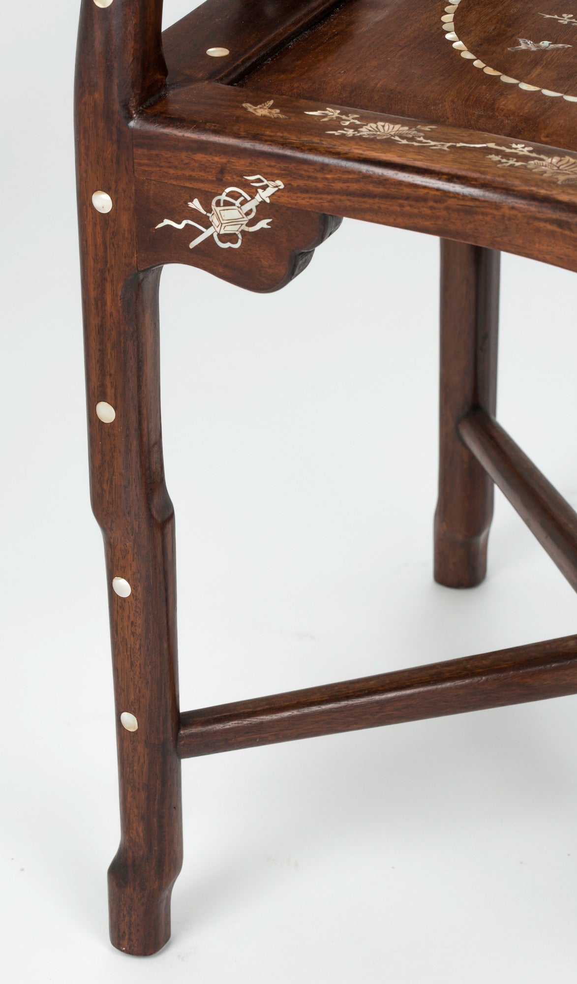 Four Rosewood, Mother of Pearl Inlay Corner Chair 3
