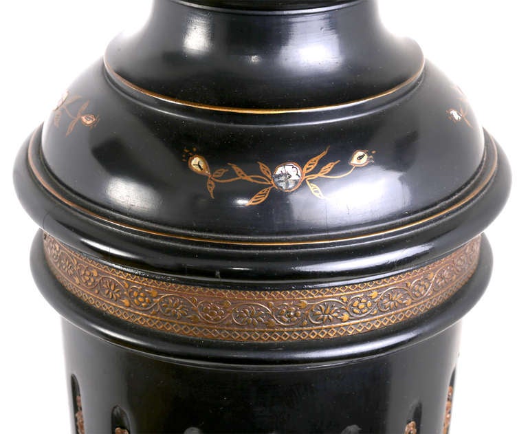 Wood 19th Century Pedestal Stand, Ebonized Inlaid Mother of Pearl