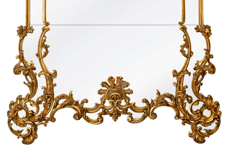 19c. Grand Scale Massive Italian Gilt Mirror In Excellent Condition For Sale In Summerland, CA