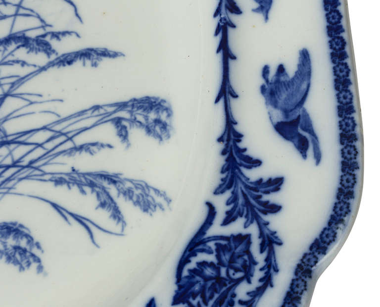 blue and white turkey plates