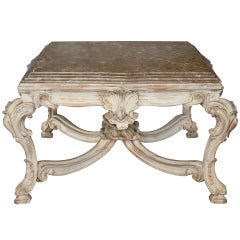French Marble Stone Top Square Coffee or Cocktail Table