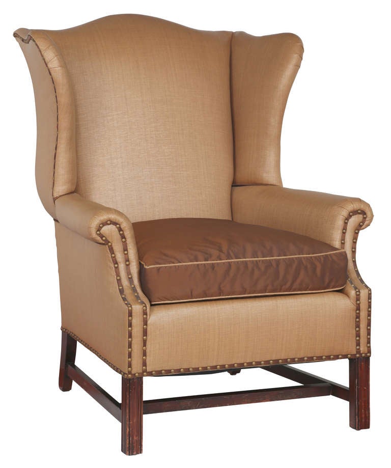 Rare English Woven Horse Hair Wing Chair For Sale at 1stdibs