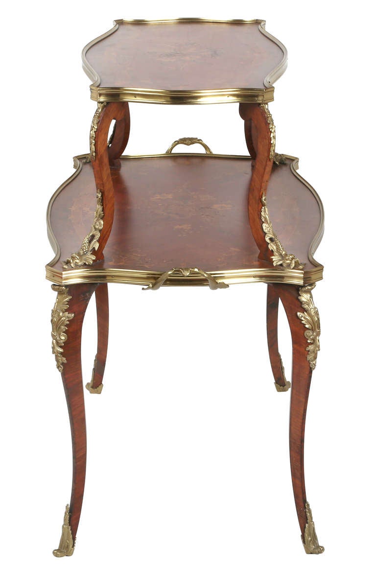Louis XVI 19th c. French Marquetry Two Tier Whatnot Server Table