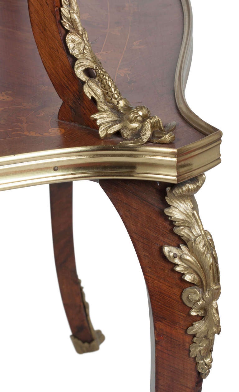19th c. French Marquetry Two Tier Whatnot Server Table 3