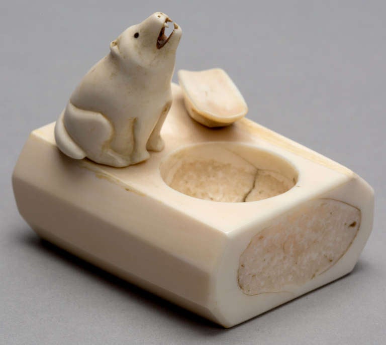 American 1900s Eskimo Folk Art, Carved Alaskan Wolf For Sale