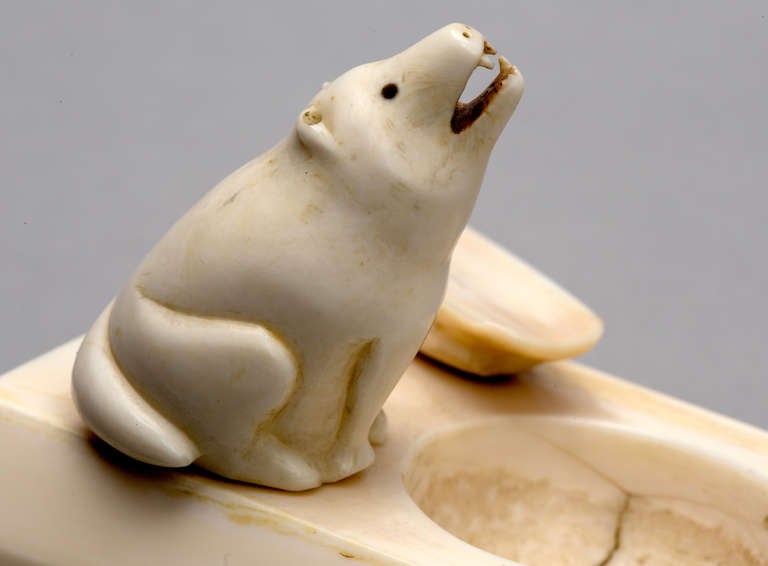 1900s Eskimo Folk Art, Carved Alaskan Wolf For Sale 1