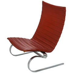 Mid-Century Modern Leather Lounge Chair by Poul Kjaerholm PK-20 4