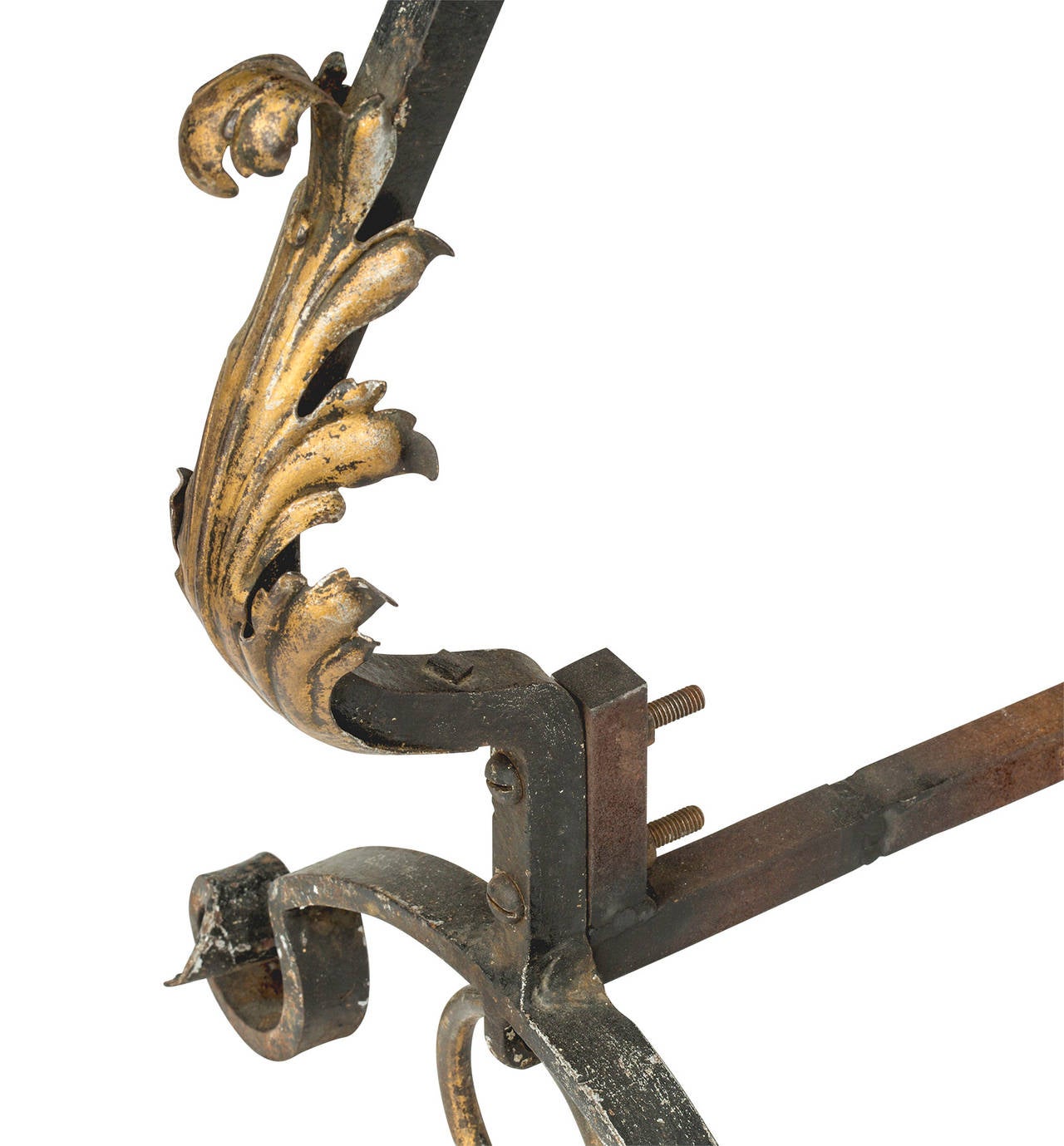 Early 20th Century Bronze and Iron Dragonhead Andirons