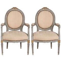 Pair of 18th c.  French Arm Chairs
