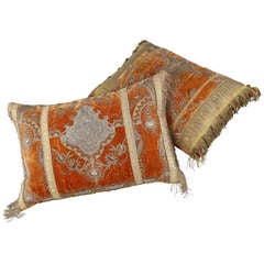 Antique Pair of Pillows in Turkish Ottoman Period Fabric