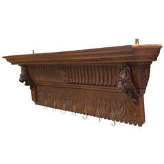 Antique 19th.c. English Wall Coat And Hat Rack