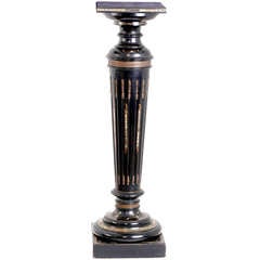 19th Century Pedestal Stand, Ebonized Inlaid Mother of Pearl