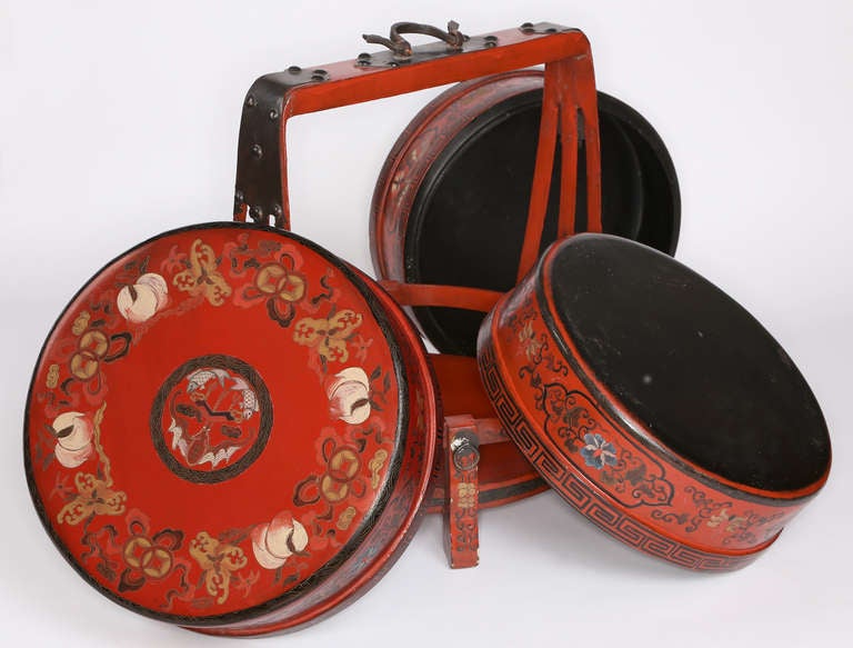 Red Lacquer Chinese Wedding Carrier Box 1