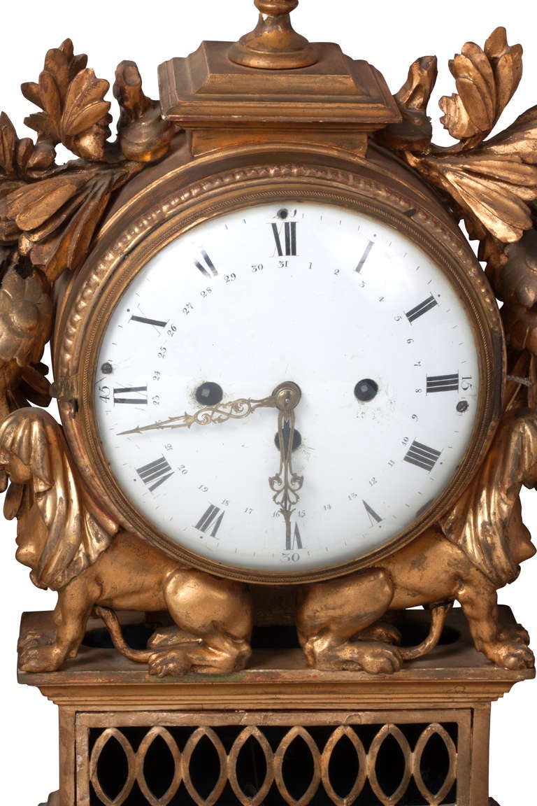 Extremely Rare 1700s Italian Gilt Mantle Clock For Sale at 1stdibs