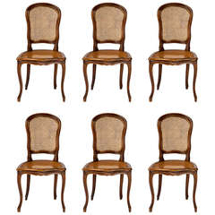 C. 1930s French Cane Chairs, Set 6