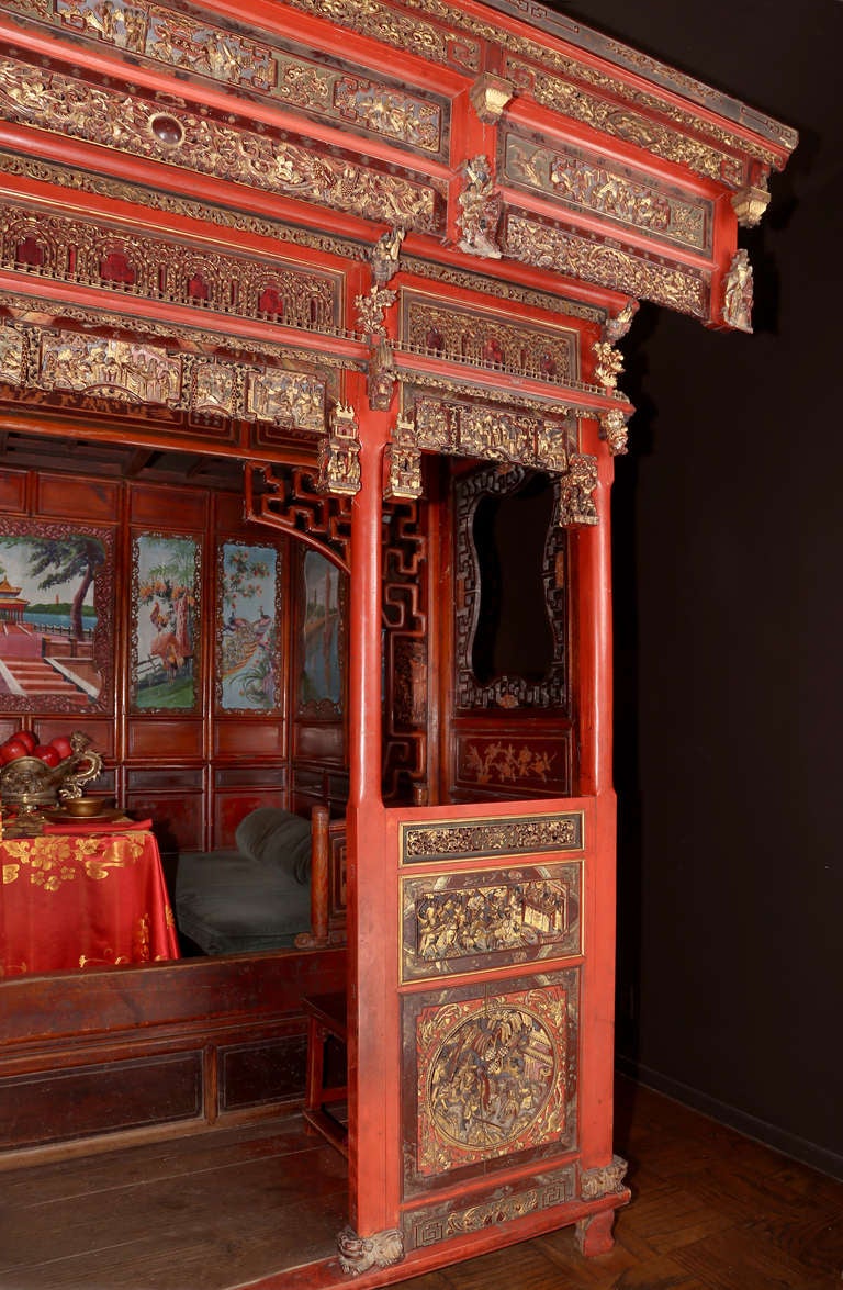 18th c. Exotic Chinese Dining Room/Bed Alcove In Excellent Condition In Summerland, CA