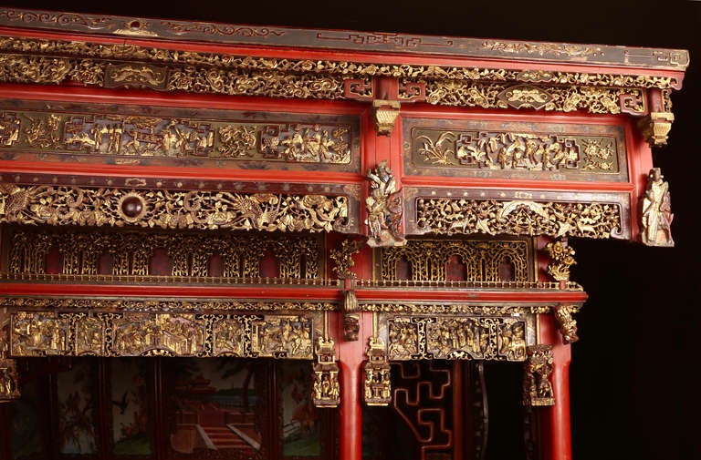 Wood 18th c. Exotic Chinese Dining Room/Bed Alcove