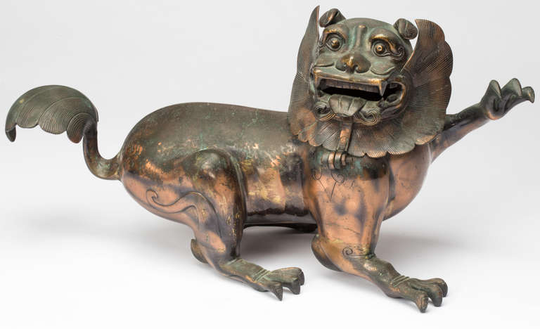 19th Century Pair of Chinese Bronze Foo Lion Censers 6